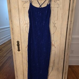 Steppin' Out Royal Blue Lace Prom Dress